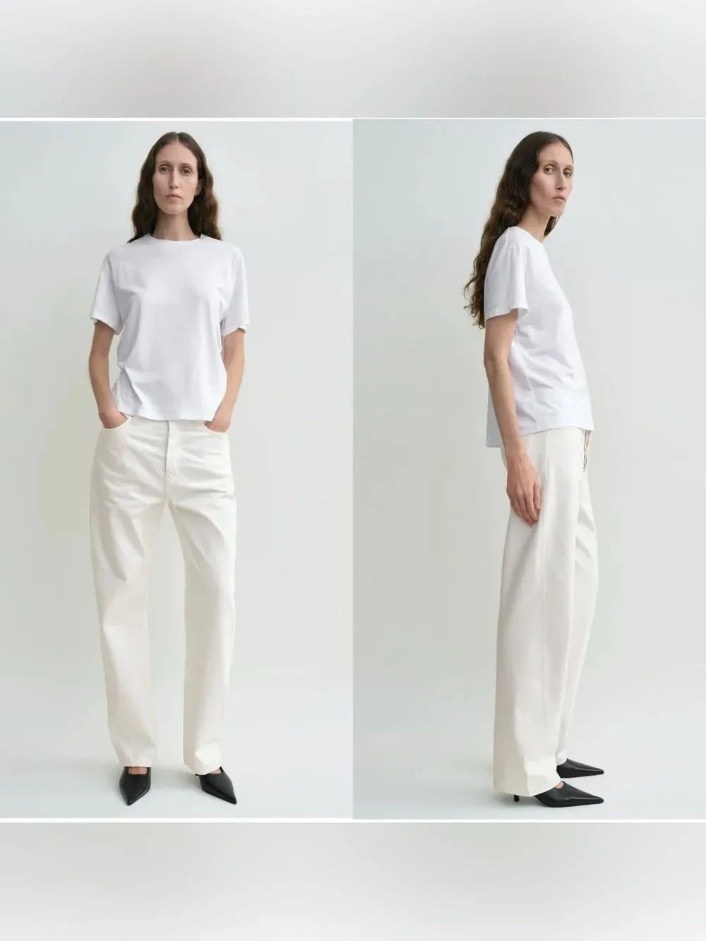 NWT TOTEME Twisted seam denim full length off-white